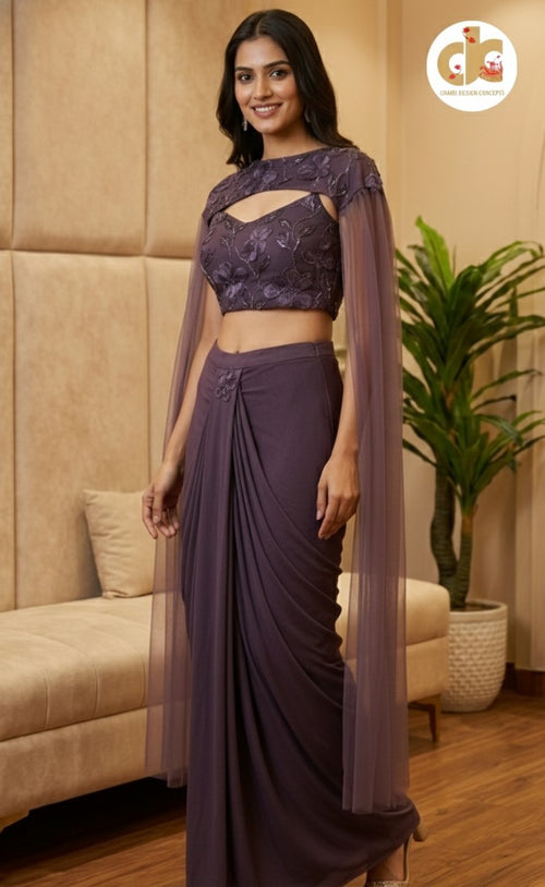 Designer Pochu Style Ethnic Set with 3D Flower Work